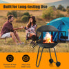 Patio Fire Pit BBQ Mobile Firepit Rolling Wood Burning Firepit w/Wheels & Handle