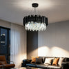 Glass Crystal Chandelier Black Flush Mount Ceiling Light Fixture for Dining Room