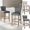 2 Pcs 105cm Linen Fabric Bar Stools Wooden Frame Footrest Padding High Back