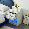2pcs White Bedside Tables with LED Cabinets 2 Drawers Nightstand Modern Bedroom
