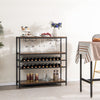 5-tier Wine Rack Table Freestanding Bar Wine Racks With 4 Rows of Glass Holders
