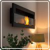 Bio Ethanol Fireplace 900x400 - Wall-Mounted - Black Matt - With Glass - Set