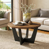 Round Wood Coffee Table, Farmhouse 31.5" Small Center Tea Table for Living Room