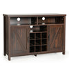 Buffet Storage Cabinet Farmhouse Sideboard w/9-Bottle Wine Rack Brown