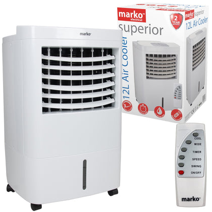AIR COOLER 12L PORTABLE 3 SPEED REMOTE TIMER PURIFIER HUMIDIFIER FAN CONDITIONER