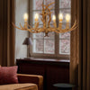 Retro Brown Antler Chandelier 6 Heads Deer Horn Ceiling Light Pendant Lamp