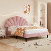 Double Bed 135x190 cm Velvet Upholstered Platform Bed Frame with Headboard Pink
