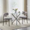 Set of 2 Boucle Dining Chairs with Oversized Seat Round Kitchen Chairs Grey