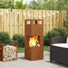 Fire Pit Square 35x35x100 cm Weathering Steel
