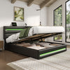 Ottoman Storage Upholstered Bed Frame with Lift-Up & LED Light 5ft King Size Bed