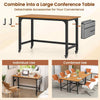 Computer Workstation Rolling Writing Study Desk On Wheels-Teak