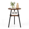 Round End Table Set of 2 Bedside Table Living Room Accent Table-Walnut