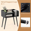 Bedroom End Table Mid Century Modern Nightstand with Open Shelves-Black