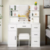 Dressing Table with Drawers, Mirror Stool Set Makeup Desk Vanity Table Bedroom