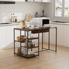 Kitchen Island Counter Top Breakfast Bar Dining Table Along 5 Tiers Storage Rack