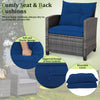 3Pcs Outdoor Conversation Set Garden Furniture Patio Rattan Sofa Table Set Blue