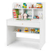 Kids White Study Desk with Storage Wooden Children Writing Table