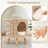 Cat House Cat Bed Cat Litter Box Enclosure w/ Rattan Frame