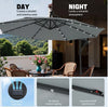 Cantilever Garden Parasol LED Lights 3 m Banana Patio Umbrella with Base UPF 50+