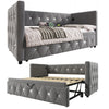 DAYBED VELVET UPHOLSTERED BED SINGLE BED GUEST BED SOFA BED WITH TRUNDLE GREY