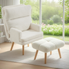 Upholstered Sherpa Fleece Recliner Sofa with Footstool Tub Armchair Lounge Chair