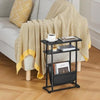 Small Side Table for Small Spaces Slim End Table with Magazine Holder Narrow End