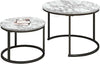 Round Nesting Coffee Table Set - Stackable Wooden Nest of Tables for Living Room