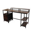 Vintage Industrial Computer Desk with Raised Shelf for Home Office Furniture