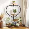 Strong Metal Plant Rack Floor Heart Shape Garden Flower Stand with 5 Pot Holders