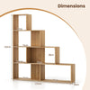 Wooden Storage Organizer 4-Tier Stepped Bookshelf-Natural