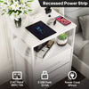 Bedside Table with Charging Station, Nightstand with 2 Outlets and 2 USB Ports
