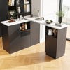 EXTENDABLE BAR KITCHEN ISLAND TABLE STORAGE CABINET SHELVES DINING ROOM BLACK