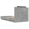 Bed Frame with Headboard and LED Lights Concrete Grey 90x190 cm Single vidaXL