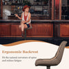 Height Adjustable Bar Stools Set of 2 w/ Fabric Backrest & Padded Seat Brown