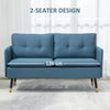 Modern Upholstered Two Seater Sofa for Bedroom Living Room Dark Blue