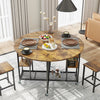 3-Piece Folding Dining Table Set Space-saving Console Table-Brown