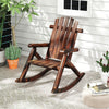 Outdoor Adirondack Rocking Chair for Adults with Slatted Seat-Brown