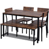 Dining Table Chair and Bench Set 6 Industrial Style Kitchen Dining Table Set