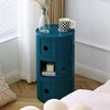 Cylinder 3 Drawers Bedroom Bedside Cabinet Storage Nightstand Side Table Blue