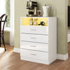Bedroom White Chest of 4 Drawers High Gloss Bedside Cabinet with RGB LED Lights