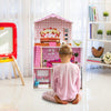 Wooden Dolls House Large 3-Storey Dollhouse with Simulated Rooms DIY Playhouse
