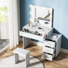 White Dressing Table with LED Lights Mirror 5 Drawers Stool Cabinet Make up Desk