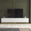 200cm Modular TV Unit | White Matt Fluted Doors | Gold Legs | Modern Cabinet