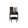 Dressing Table with LED Lights Mirror Vanity Set Makeup Storage 2 Drawers Black