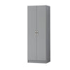 2 Door Wardrobe Grey Modern Narrow Storage Hanging Rail Shelf Storage