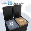 2 x 30L Trash Bin Dual Compartment Trash Can Pedal Classified Garbage Bin Black