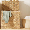 Water Hyacinth Double Laundry Hamper Washing Basket Bin With 2 Compartments Lid