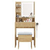 Modern Dressing Table Set LED Mirror Vanity Desk Stool with Charging Station