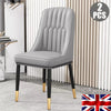 2PCS Dining Chair Faux Leather Padded Seat Metal Leg Kitchen Restaurant Chairs