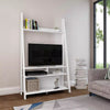 Ladder Tv Unit Stand Media Storage Entertainment Display W/ Shelves Tiva White